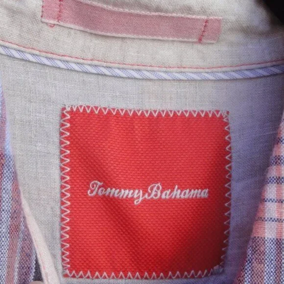 Tommy Bahama Men's Shirt Size XL 100% Linen Blue Plaid Long Sleeve Preppy - Picture 4 of 6